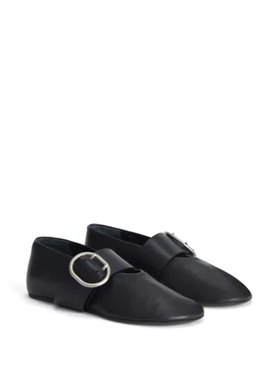 Shop Jil Sander Leather Ballet Flats