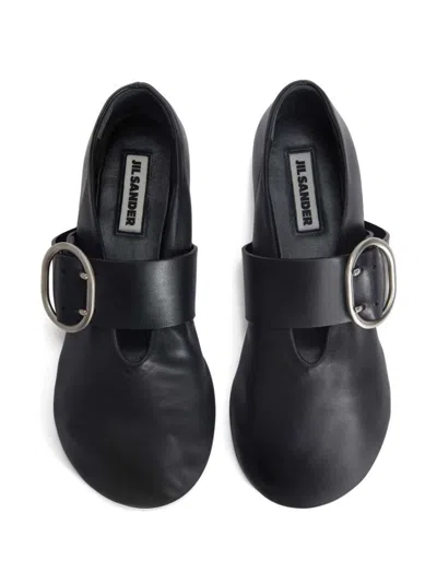 Shop Jil Sander Leather Ballet Flats