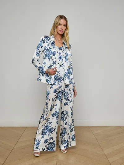 L Agence Painterly Floral Colin Double-breasted Blazer In Multi