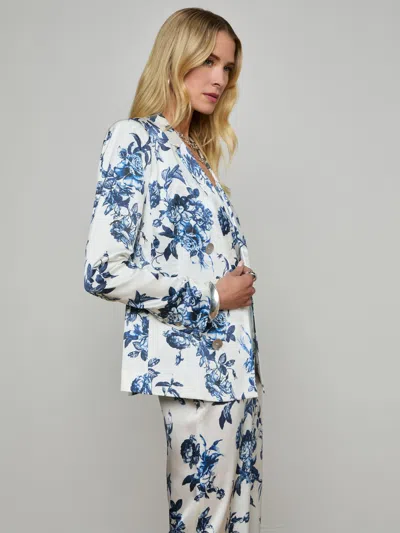 L Agence Painterly Floral Colin Double-breasted Blazer In Multi