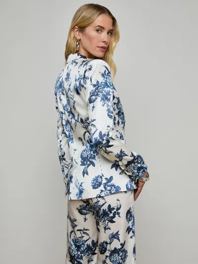 L Agence Painterly Floral Colin Double-breasted Blazer In Multi