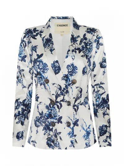 L Agence Painterly Floral Colin Double-breasted Blazer In Multi