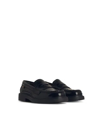 Tod's Woman Loafers Dark Green Size 7.5 Leather In Black
