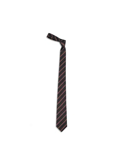Saint Laurent Wide Tie In Striped Silk Jacquard