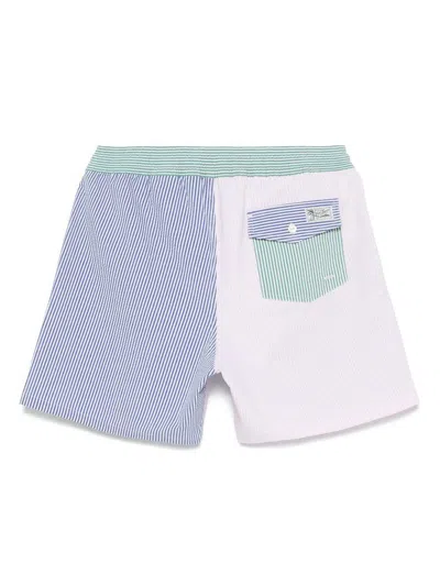Polo Ralph Lauren Straight-leg Mid-length Logo-embroidered Striped Cotton-blend Seersucker Swim Shorts