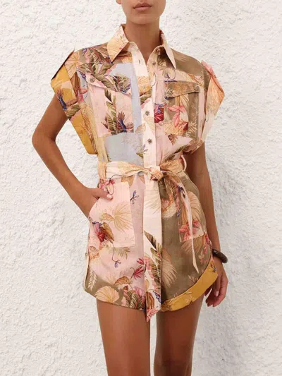 Zimmermann Ascension Floral-print Linen Playsuit