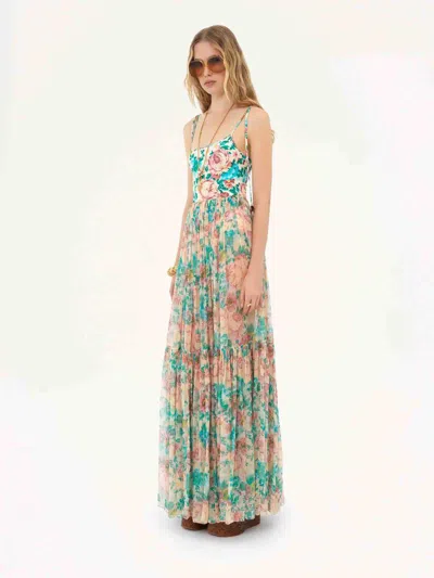 Chloé Pleated Tiered Floral-print Silk-chiffon Maxi Skirt