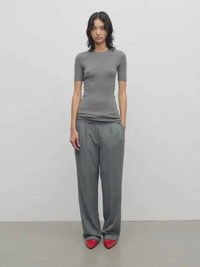 The Row Everhart Pleated Virgin Wool Blend Gabardine Straight Leg Pants