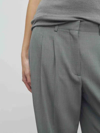 The Row Everhart Pleated Virgin Wool Blend Gabardine Straight Leg Pants