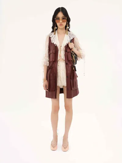 Chloé Oversized Plonge Leather Utility Vest