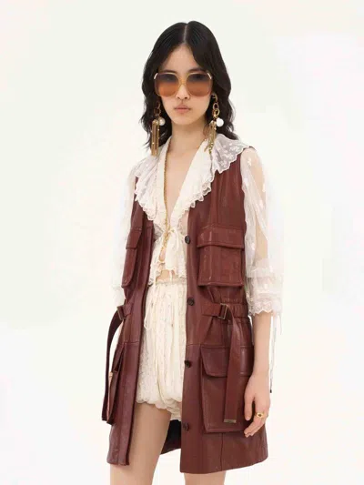 Chloé Oversized Plonge Leather Utility Vest