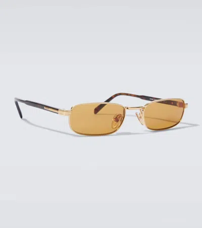 Prada Logo Rectangular Sunglasses In Brown