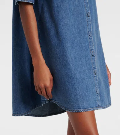 Frame Womens Antonia Play Short-sleeve Denim Midi Dress In Blue