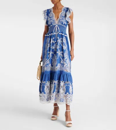 Farm Rio Blue Romantic Richelieu Lenzing Ecovero Euroflax Maxi Dress