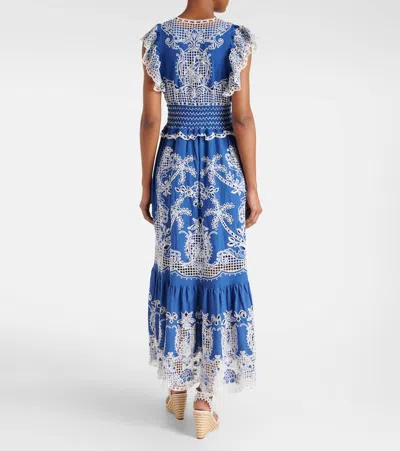 Farm Rio Blue Romantic Richelieu Lenzing Ecovero Euroflax Maxi Dress