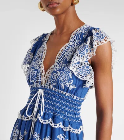 Farm Rio Blue Romantic Richelieu Lenzing Ecovero Euroflax Maxi Dress