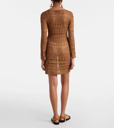 Isabel Marant Pia Viscose Blend Crochet Mini Dress In Gold
