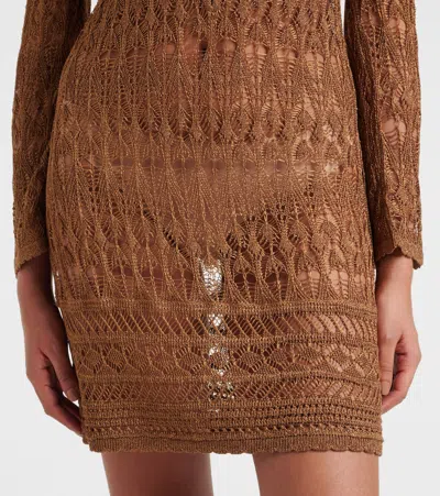 Isabel Marant Pia Viscose Blend Crochet Mini Dress In Gold