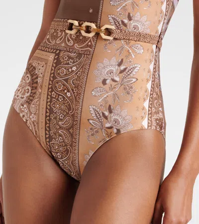Zimmermann Lucky One-piece Swimsuit In Brown