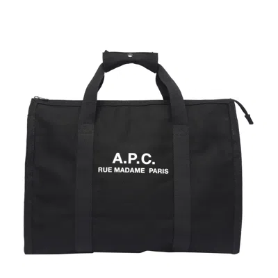Apc Black Gym Bag With Contrasting Logo Print
