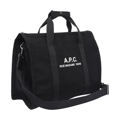 Apc Black Gym Bag With Contrasting Logo Print
