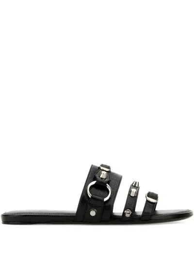 Balenciaga City Flat Sandals In Black