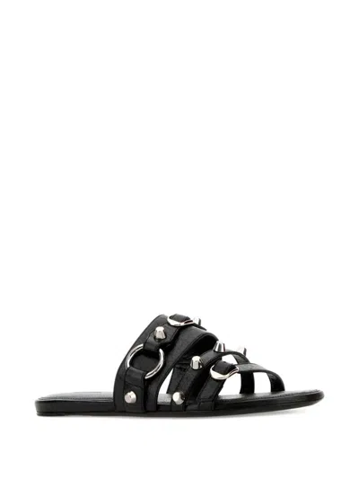 Balenciaga City Flat Sandals In Black