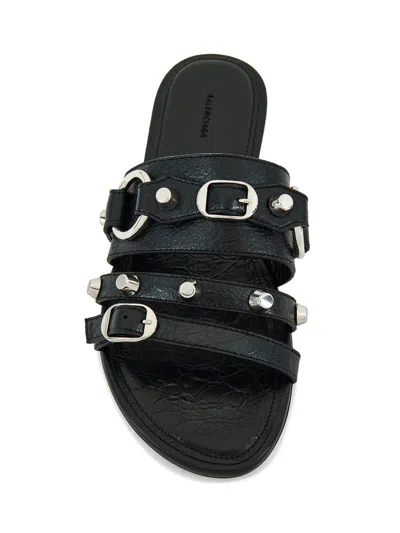 Balenciaga City Flat Sandals In Black