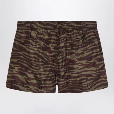 Attico Zebra Shorts In Khaki/brown Nylon