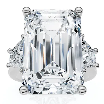 Pompeii3 Certified 11.90ct Emerald Diamond Engagement Ring 14k Gold Lab Grown