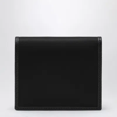 Prada Black Wallet With Classic Fold-over Design And Logo Plaque In Black