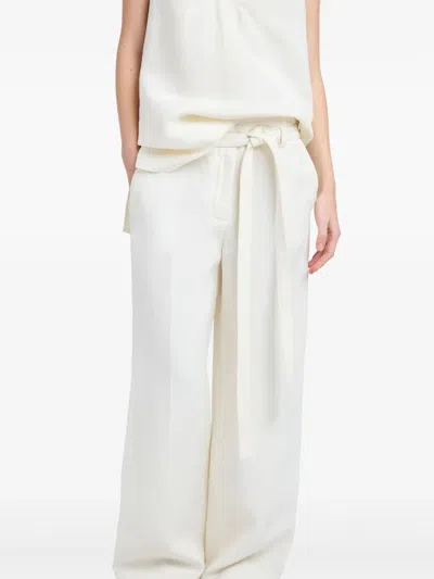Proenza Schouler Maggi Belted Wide-leg Textured Pants In White