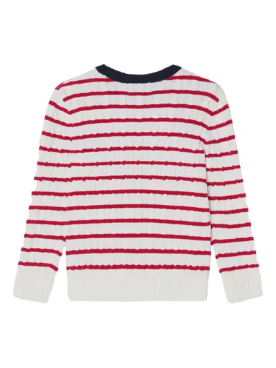 Polo Ralph Lauren White/red Striped Cable-knit Jumper