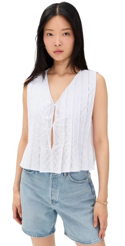 Lna Kala Eyelet Top In White
