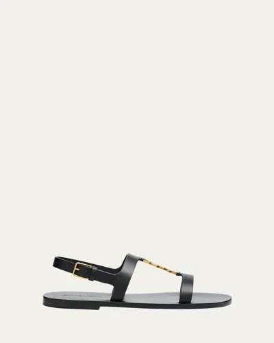 Saint Laurent Cassandre Sandals In Black