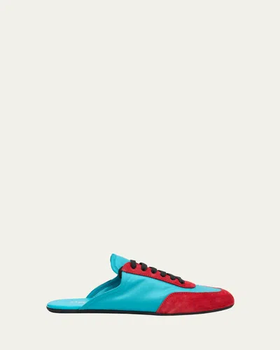 Prada Two-tone Suede And Re-nylon Slippers