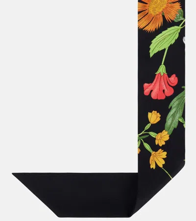 Gucci Printed Twill Mulberry Silk Bow Tie In Black And Multicolour