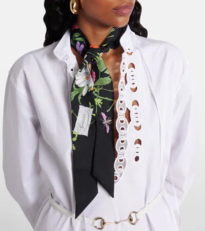 Gucci Printed Twill Mulberry Silk Bow Tie In Black And Multicolour