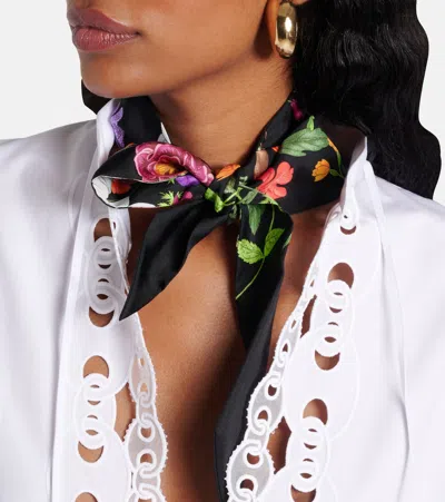 Gucci Printed Twill Mulberry Silk Bow Tie In Black And Multicolour