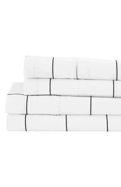 Melange Home Grid Percale Cotton Sheet Set