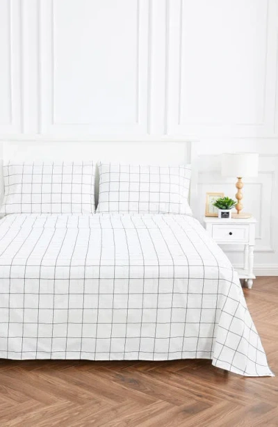 Melange Home Grid Percale Cotton Sheet Set