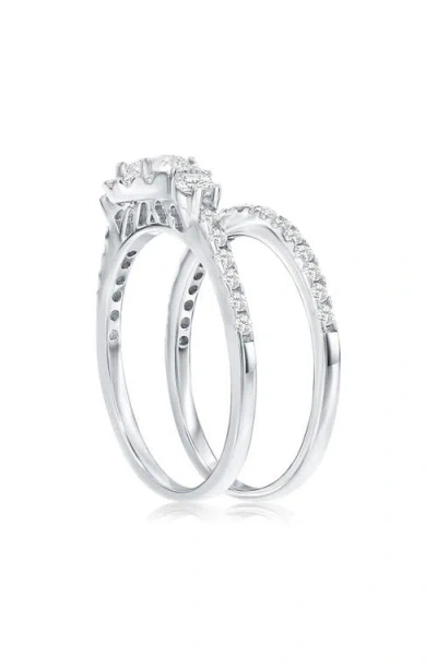 Simona Set Of 2 Round Cubic Zirconia Halo & Band Rings