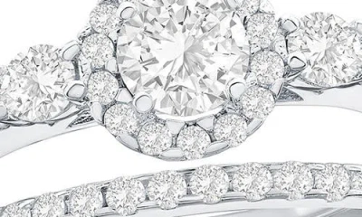 Simona Set Of 2 Round Cubic Zirconia Halo & Band Rings