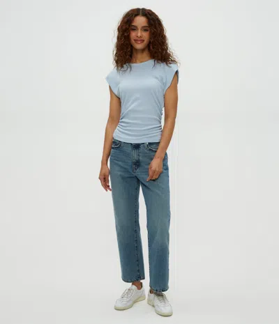 Michael Stars Joni Power Shoulder Tee In Blue