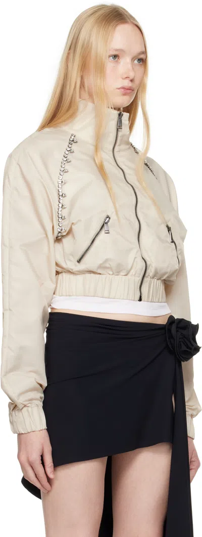 Area Beige Crystal Trim Track Jacket
