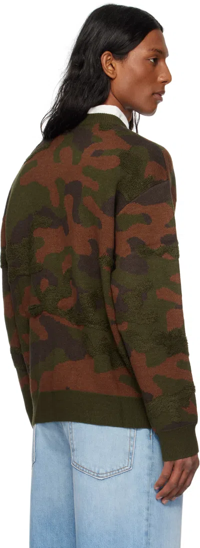 Dime Green & Brown Camo Chenille Knit Sweater