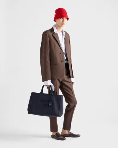 Prada Mens Grey Brand-plaque Saffiano Leather Shoulder Bag