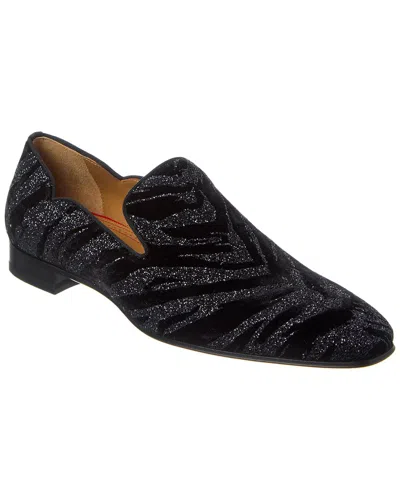 Christian Louboutin Sparkling Loafers With Leather Sole And Round Toe In Black