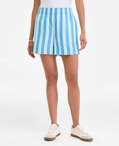 On 34th Women's Cotton Striped Pull-on Shorts, Exclusively At Macy's In Blue