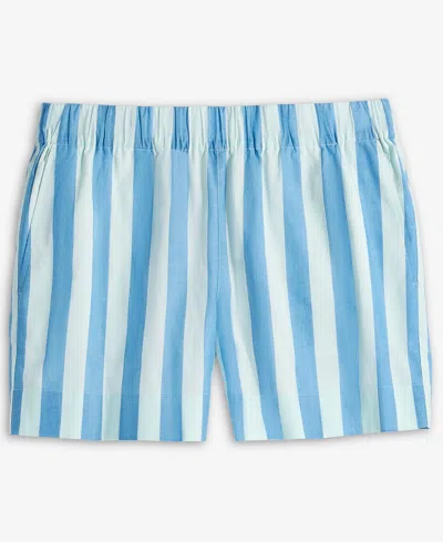 On 34th Women's Cotton Striped Pull-on Shorts, Exclusively At Macy's In Blue